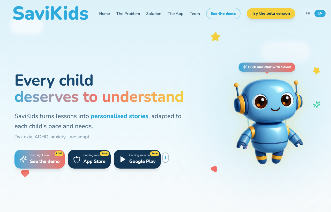 SaviKids website preview